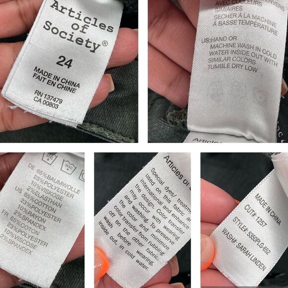 Articles of Society Sarah Linden Women’s Dark Green Skinny Denim Jeans Size 24 - Picture 15 of 16